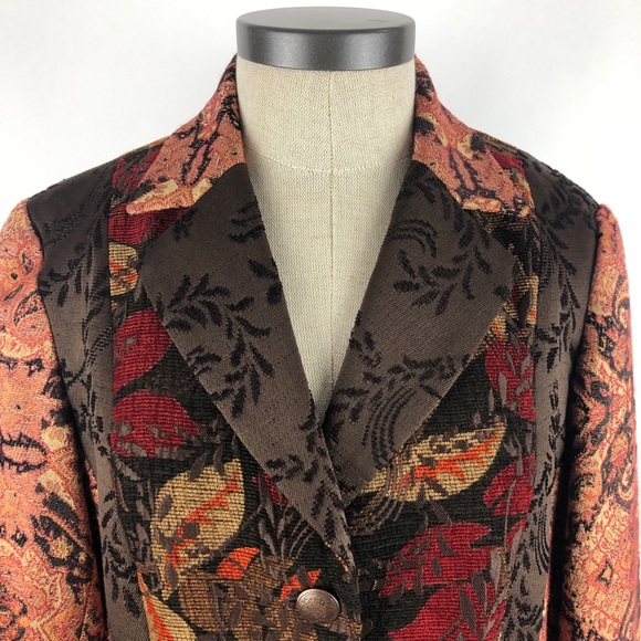 Coldwater Creek 2 Metal Button Leaf Print Blazer - Picture 5 of 15